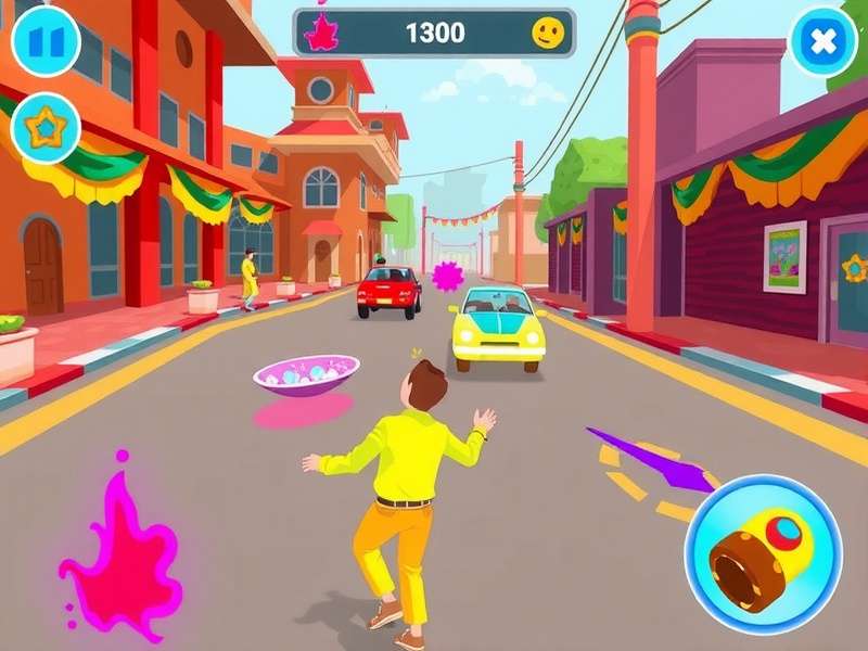 Holi Hustler in-game action Holi Hustler colorful festival gameplay